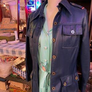 Navy Blue Pleather Jacket by White Stag
